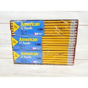 72 Real Wood Pencils USA Eberhard Faber American #2 HB NOS Sealed 6 Pks 12 ea